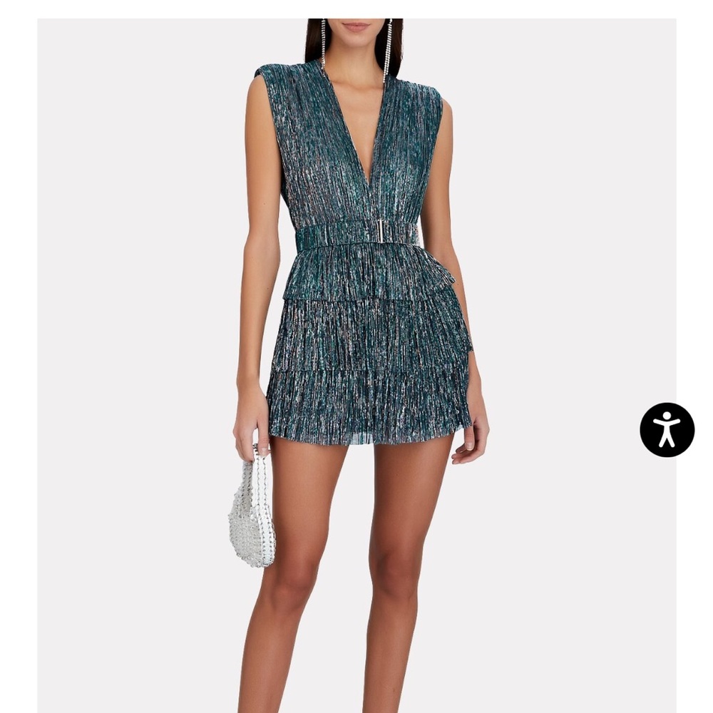 Sabina Musayev Skylar Metallic Tiered Mini Dress